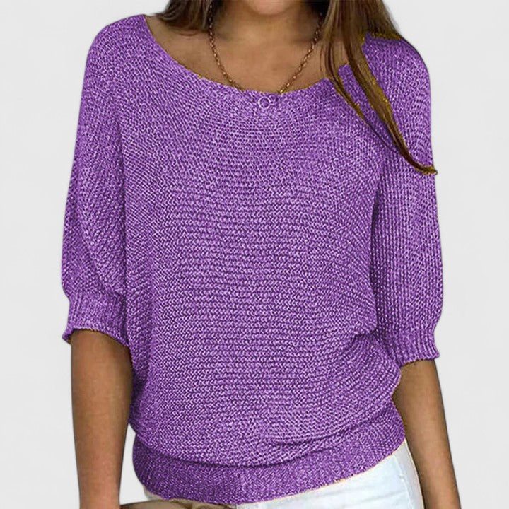 Rachel – Violetter Pullover mit Fledermausärmeln