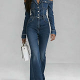 Julia | Taillierter Denim-Jumpsuit