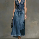 Greta | Denim-Set mit ärmellosem Top und Rock