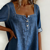 Avélia | Denim Shirt with Squared Collar