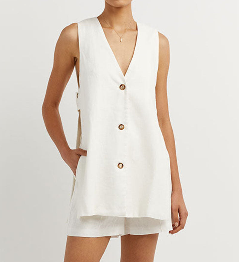 Fiona – Weisses Minikleid mit Knopfleiste