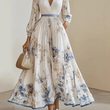 Paz | Elegantes Maxikleid mit Blumenfalten