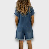 Joan | Kurzer Jumpsuit aus Baumwolle im Denim-Look