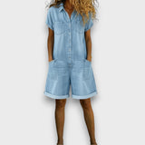 Joan | Kurzer Jumpsuit aus Baumwolle im Denim-Look