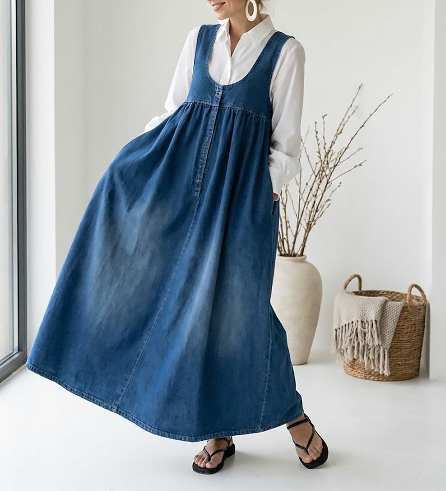 Karen – Langes Denimkleid mit Trägern