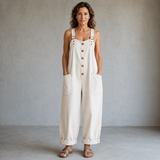 Mae | Vintage-Latzhose aus weichem Baumwollstoff in Denim-Optik