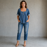 Avélia | Denim Shirt with Squared Collar