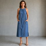 Julia | Jeanskleid mit Retro-Spitze