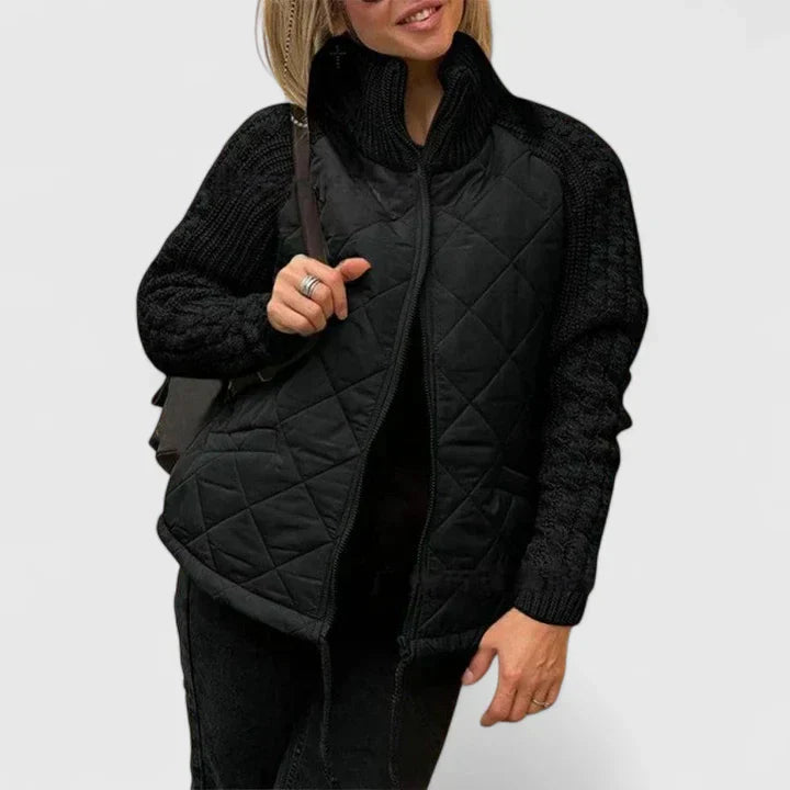 Havira – Graue Steppjacke mit Strickärmeln